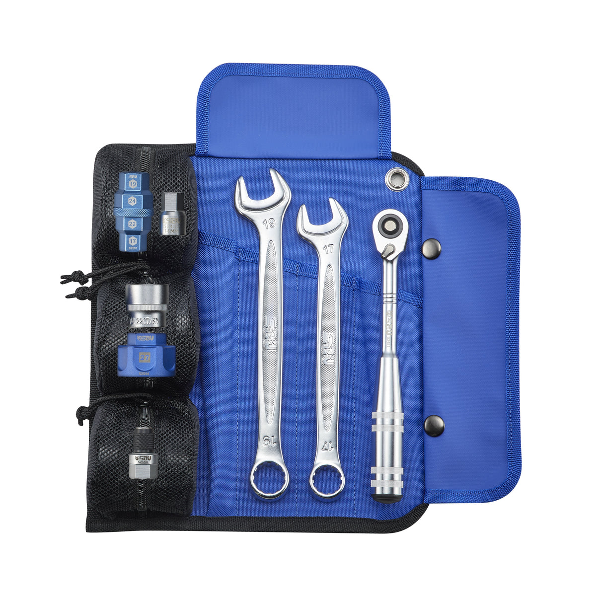 The Triumph Add-On Pouch, mesh pouches attached to the SBV tool roll