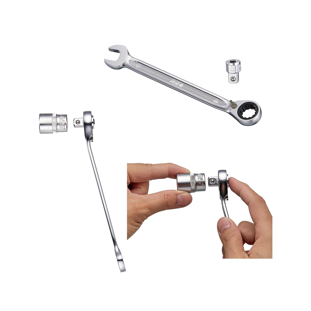 Poplock extension and socket being connected by hand