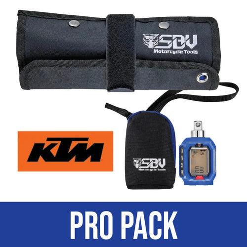KTM Pro Pack, SBVTools tool roll with Add-On Pouch and digital torque adapter